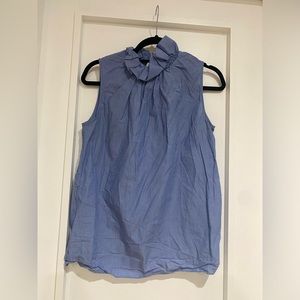 Banana republic light blue high collar ruffle top